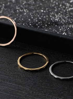 极细钛钢几何戒指0066