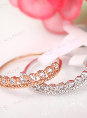 包邮皇冠公主戒指仿真钻戒仿真钻石戒指碎钻排钻指环人工钻戒送盒