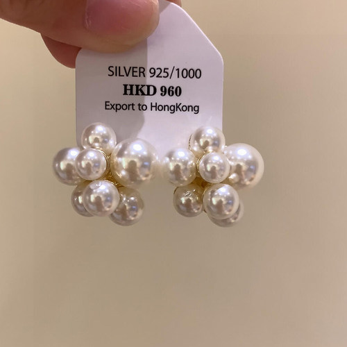 珠珠葡萄串耳钉法式轻奢高级气质大气独特花球烟花耳饰小众设计感