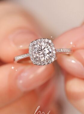 秘蓝小方糖爆闪戒指戒女