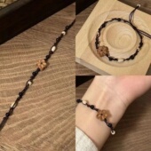 小红书同款 清冷桃木桃花新中式 设计手链ins小众高颜值保平安手绳