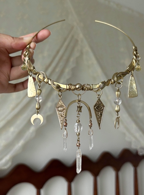 【恶魔之眼】中古vintage做旧古铜色高级感手工水晶绕线复古项圈