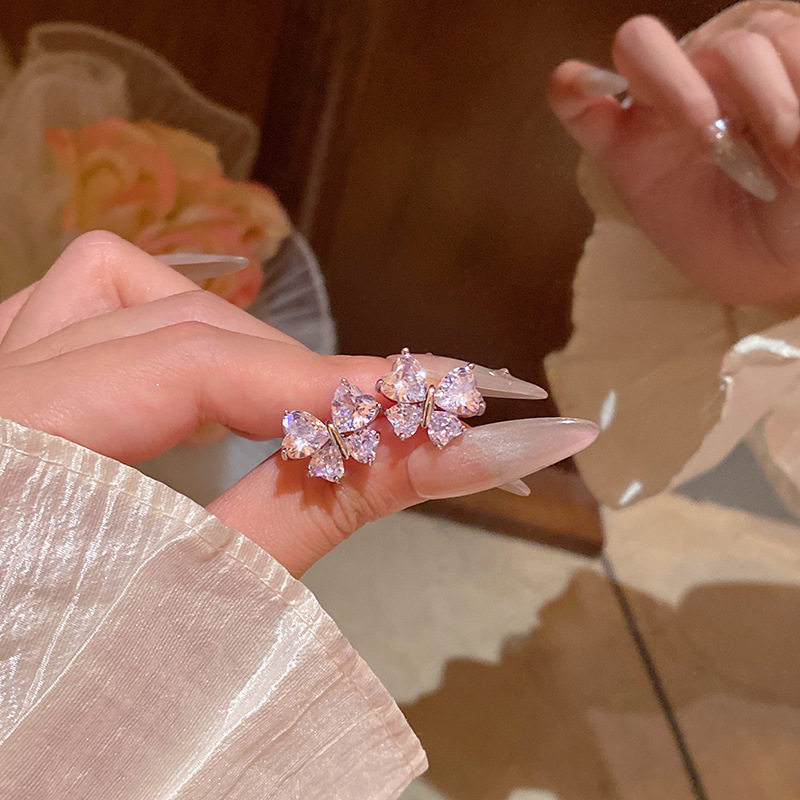 超闪精致锆石蝴蝶结耳钉女甜美设计感轻奢百搭气质简约耳环耳饰品,饰品/流行首饰/时尚饰品新,耳钉,淘宝优惠券,粉丝福利购,淘宝优惠卷