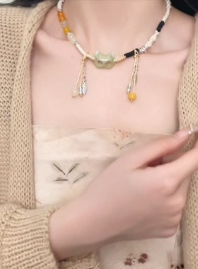 新中式狐狸面具形项链国风配裙子新款甜酷辣妹风日常百搭轻奢小众