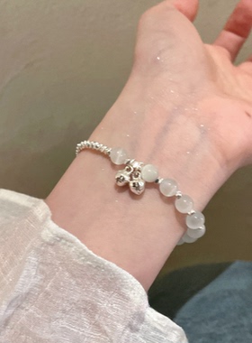 日韩猫眼石拼接碎银子铃铛手链