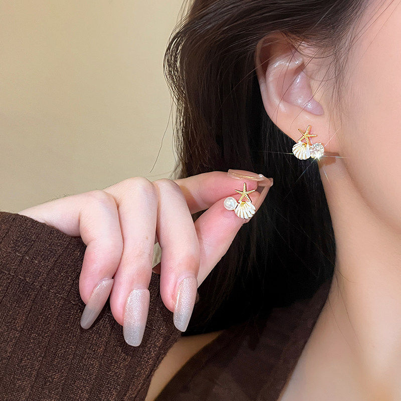 海星贝壳珠珠耳钉女款轻奢独特简约个性小巧甜美耳环耳饰贝壳造型,饰品/流行首饰/时尚饰品新,耳钉,淘宝优惠券,粉丝福利购,淘宝优惠卷