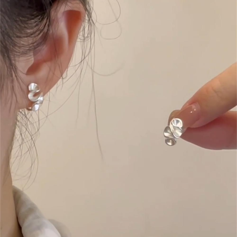 小众奶油花几何裙摆耳钉无耳洞耳夹无痛蚊香盘耳夹耳钉耳饰品百搭