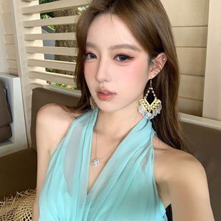 海边出游小众轻奢耳钉气质耳饰 春夏度假风贝壳流苏耳环女2025新款