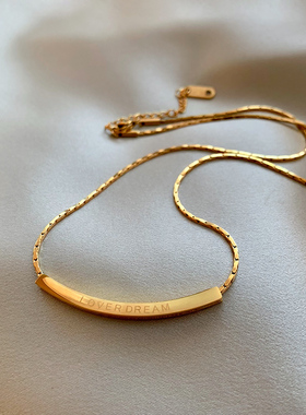 极简钛钢字母微笑项链女轻奢毛衣链时尚百搭挂脖配饰品