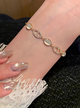 猫猫石拼接猪鼻子手链女