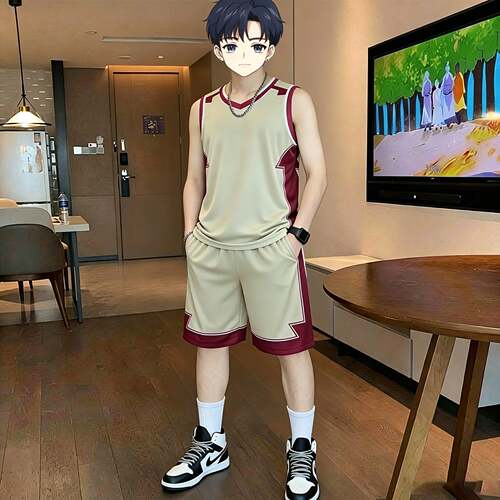 篮球服男冰丝速干无袖运动套装｜