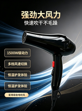 1500w大功率家用吹风机电吹风恒温负离子护发速干不伤发静音风筒