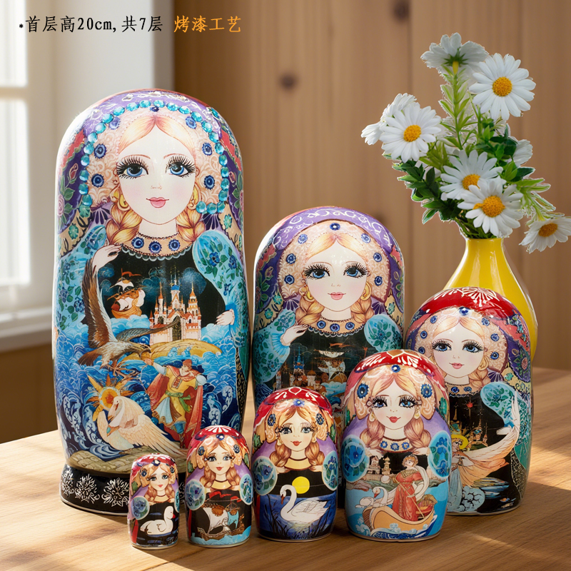 7层俄罗斯套娃烤漆版特级椴木制造六一礼物益智玩具工艺品摆件