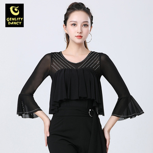 拉丁舞服专业演出舞蹈上衣女款新款2025吉特巴广场舞衣服摩登舞衣