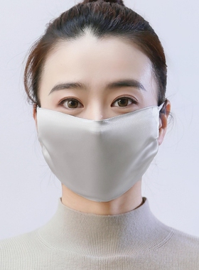 真丝防晒口罩100%桑蚕丝薄夏季透气女可清洗丝绸双层面罩