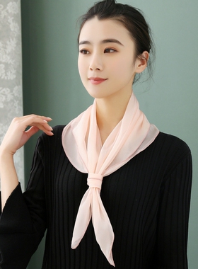 100%桑蚕丝薄款围巾小方巾女真丝纯色丝巾秋冬季护颈妈妈围脖纱巾
