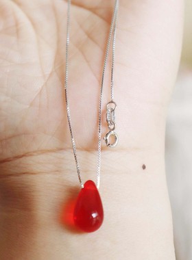 鱼眼泪s925银项链调节长短琉璃