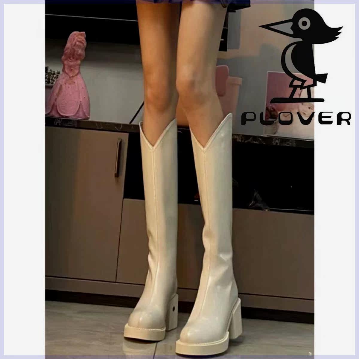 意尔康PLOVER啄木鸟真皮长靴女2022新款厚底v口显瘦英伦风长筒靴骑士靴【15天内发货】怎么样,好用不?