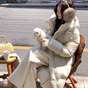 七七小众设计膝大衣保暖羽绒服外套 DXJOMD2504 配可拆卸帽子