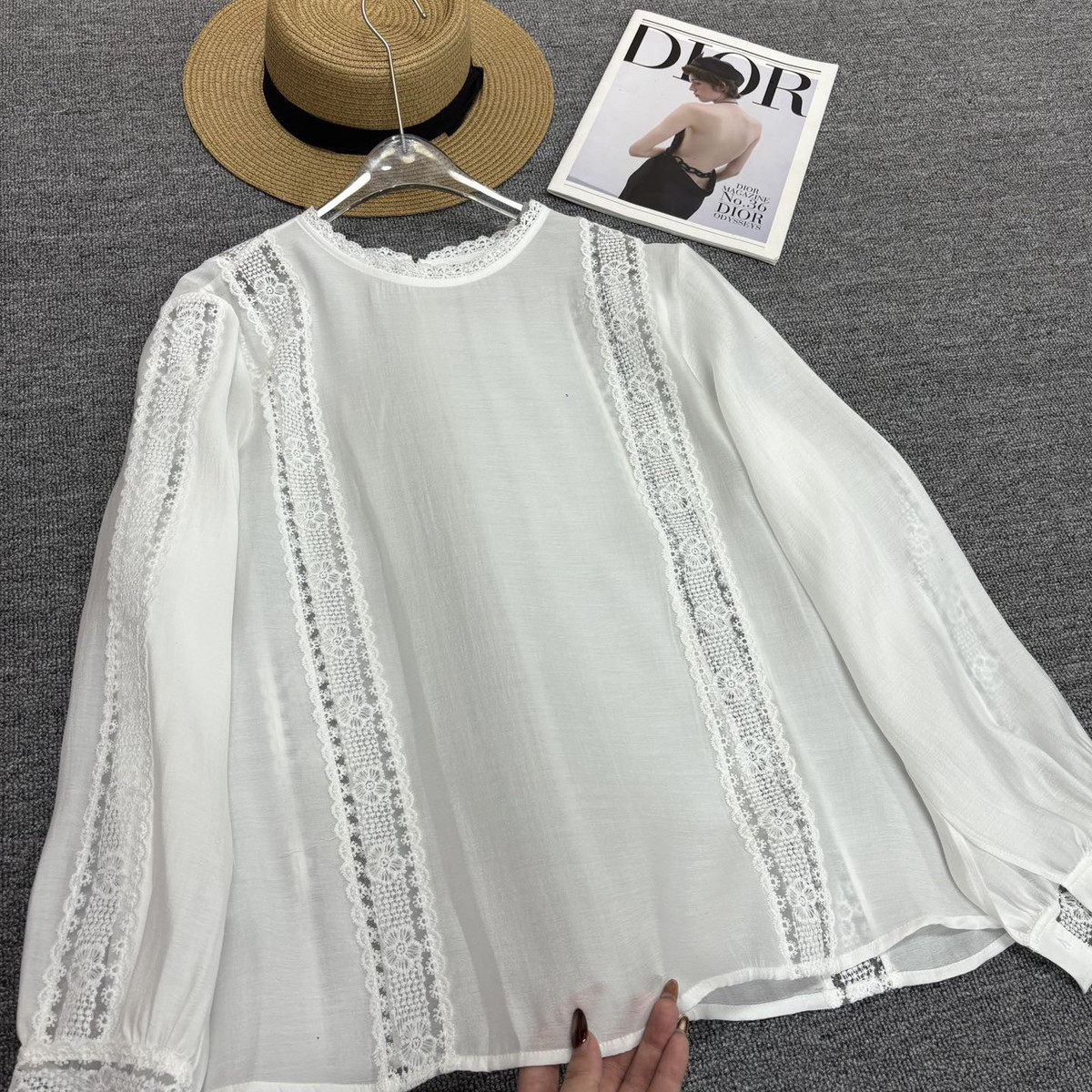 七七设计牌老钱新中式法式前后两穿蕾丝拼接棉上衣小衫YS2-t219