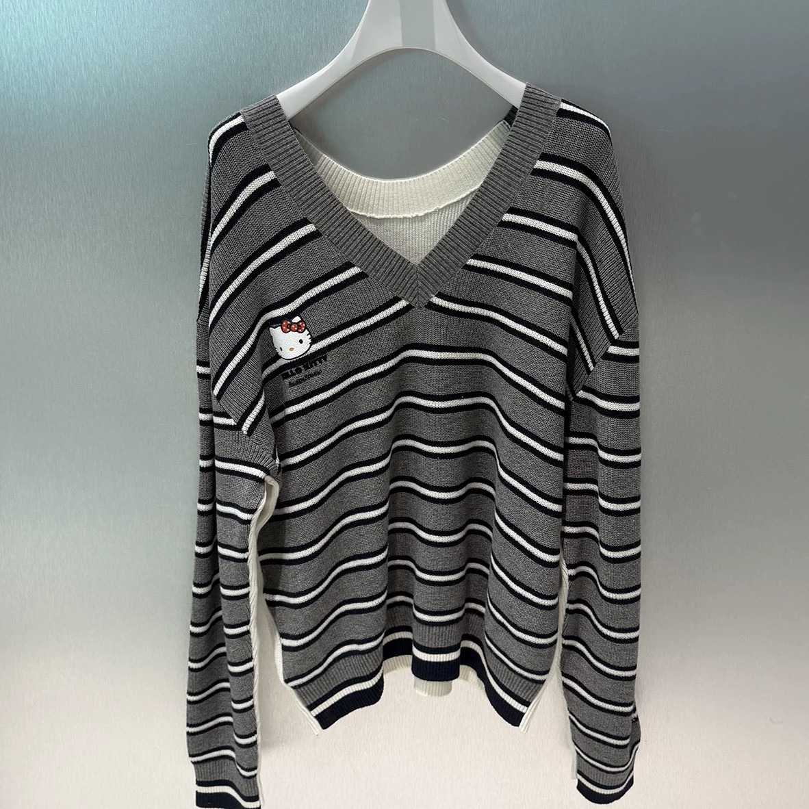 七七店春上新凯蒂猫低饱和条纹刺绣针织衫毛衣双面穿毛衣Q12-58,女装/女士精品,毛针织衫,淘宝优惠券,粉丝福利购,淘宝优惠卷