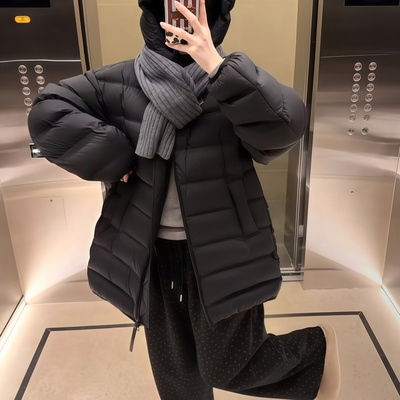 七七冬上新2025新款连帽拉链宽松保暖羽绒服外套327