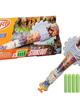 孩之宝nerf热火僵尸zombie Strikeout锯齿棒球棍软弹发射器玩具枪