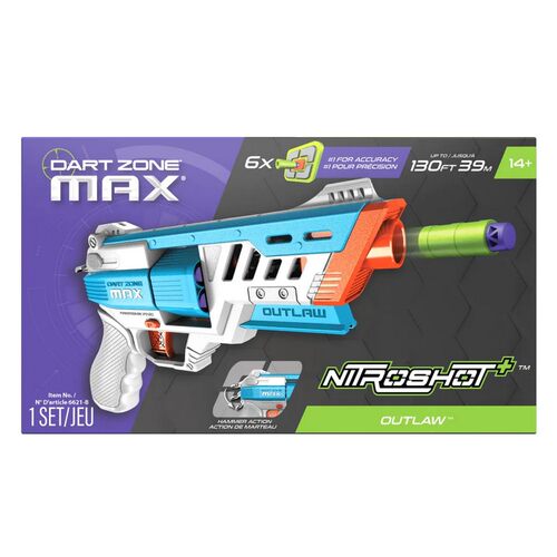 进口Dart Zone Covert Ops Max Outlaw高性能左轮短弹软弹发射器
