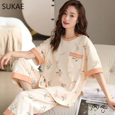 SUKAE High Quality Cotton Capris Calf-length Women Pajama Ca