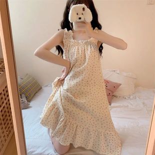 Sweet Sleeveles Dress Summer Women Nightgown Night Sleepwear