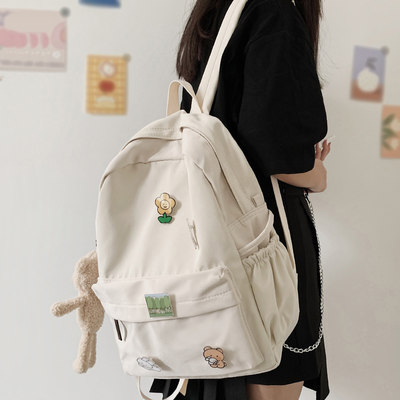 Women Nylon Cute Backpack Bear Female Student College School