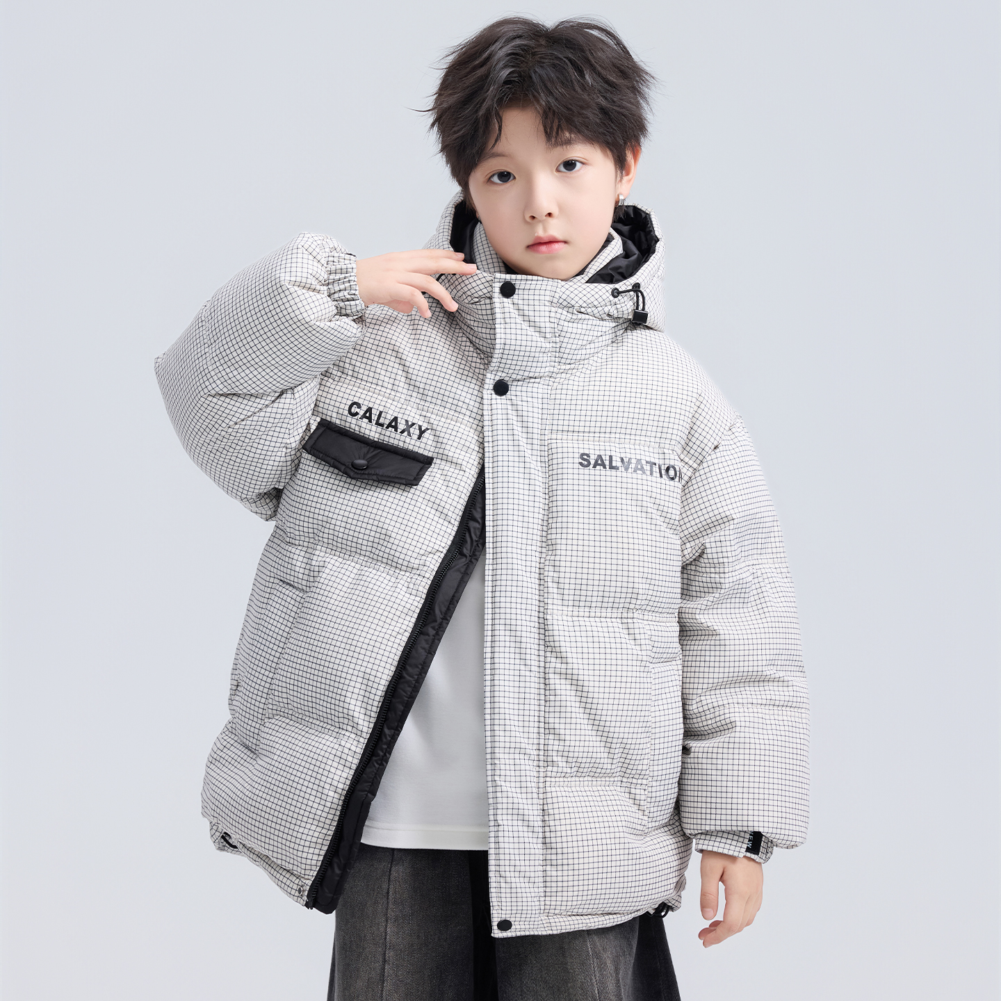 儿童装男童羽绒服90白鸭绒面包服