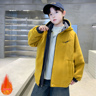 男童加厚外套秋冬款 两面穿大童超酷小男孩摇粒绒冲锋衣潮 2025新款