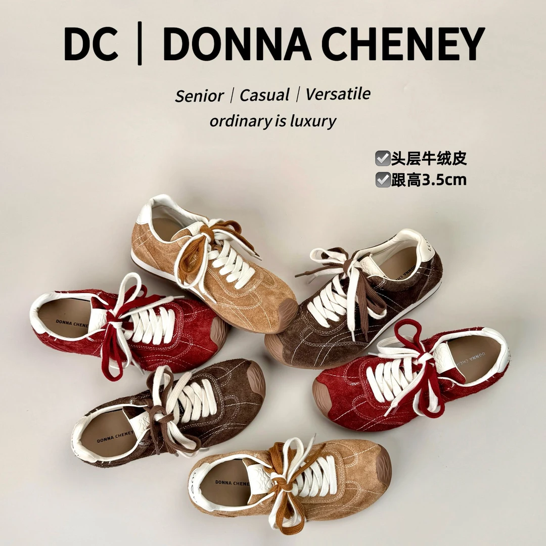 DONNA CHENEY琥珀流光德训鞋2025秋牛皮复古百搭内增阿甘休闲鞋