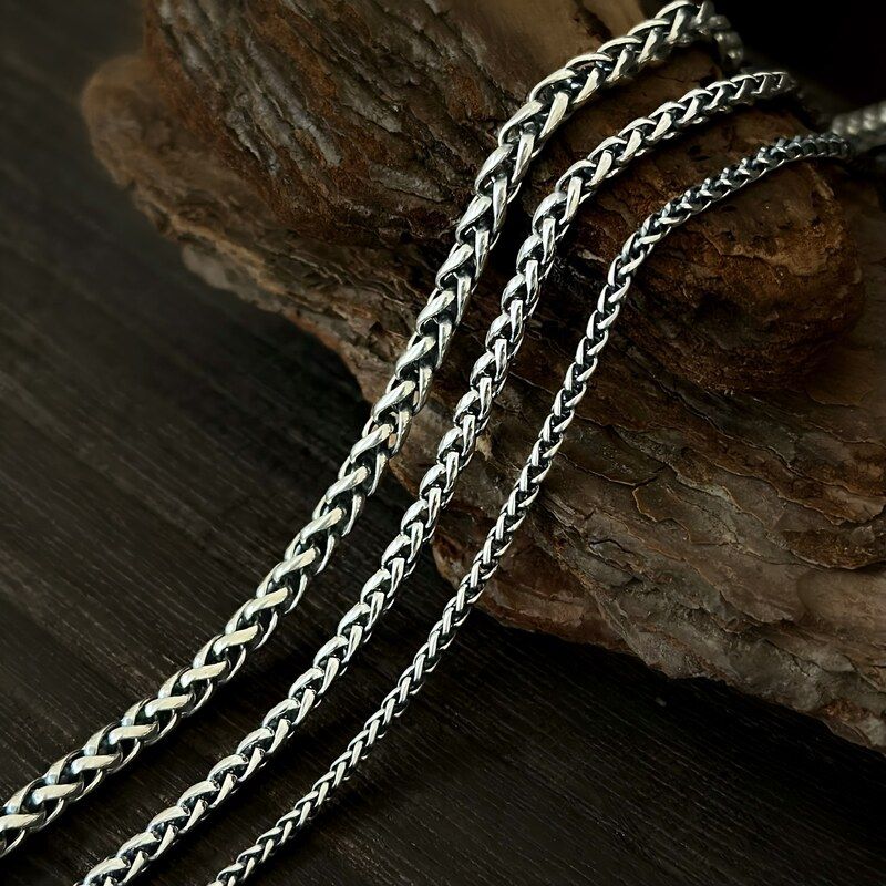 s925纯银项链精工麻花项链复古男女款潮流个性饰品肖邦链