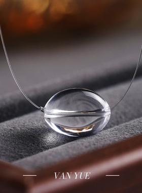 S925银天然接净体白水晶透明线美人鱼泪项链女款高级锁骨链颈链