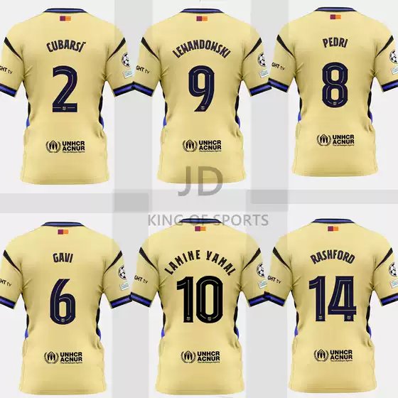 25/26 La Liga Barcelona Jersey No. 6 Gavi No. 9 Lewandowski No. 10 Yarmar No. 14 Rashford Football Uniform