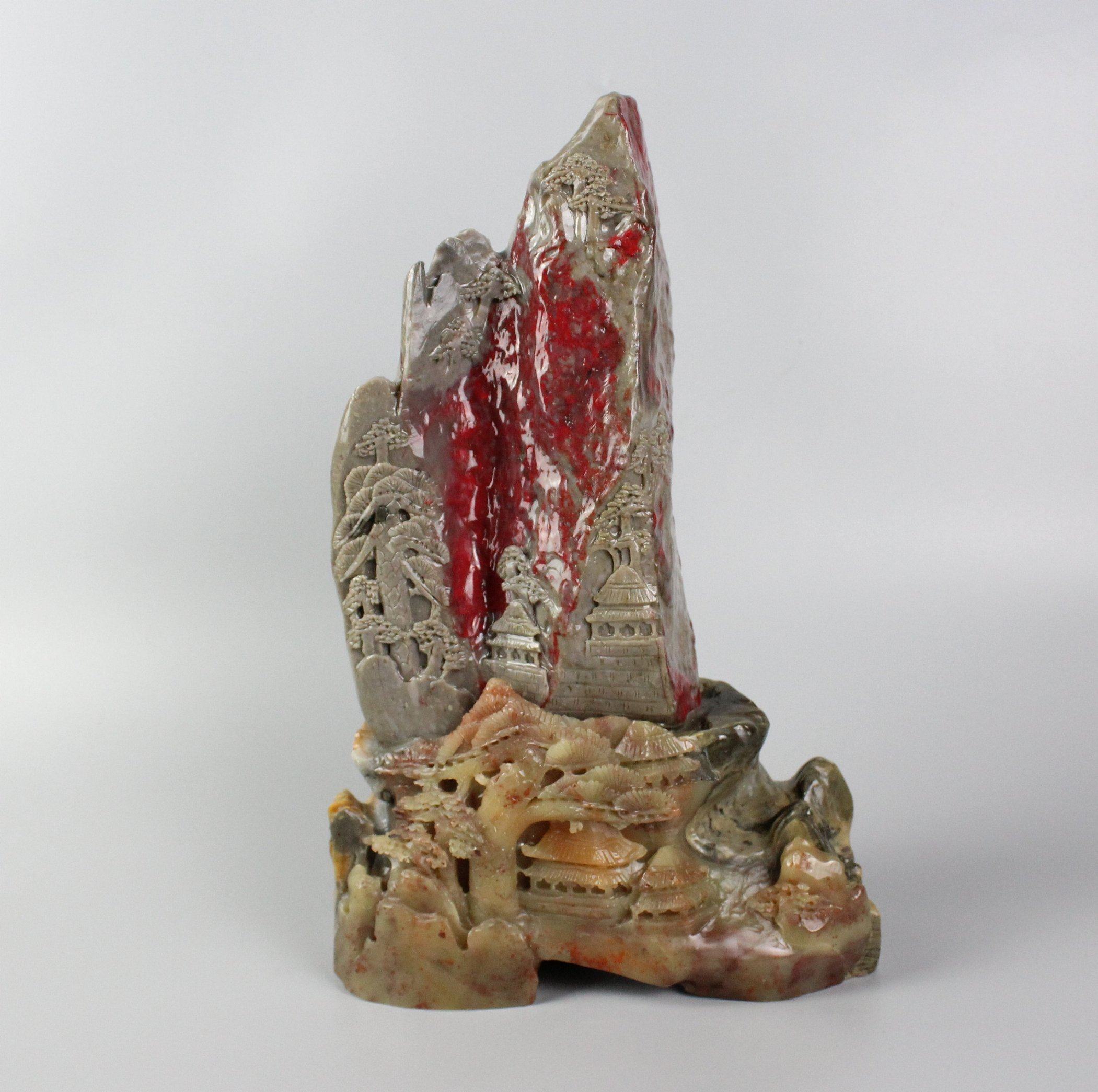 神山千面昌化鸡血青田石雕刻摆件精美手工艺术品巴林古董厂家直销