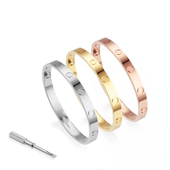 厂家直销卡加五代钛钢手镯永恒之环螺丝刀情侣时尚 手环玫瑰金饰品