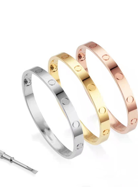 厂家直销卡加五代钛钢手镯永恒之环螺丝刀情侣时尚手环玫瑰金饰品