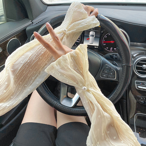 冰袖女夏季新款蕾丝防晒护手臂纯色薄款防紫外线开车骑车遮阳