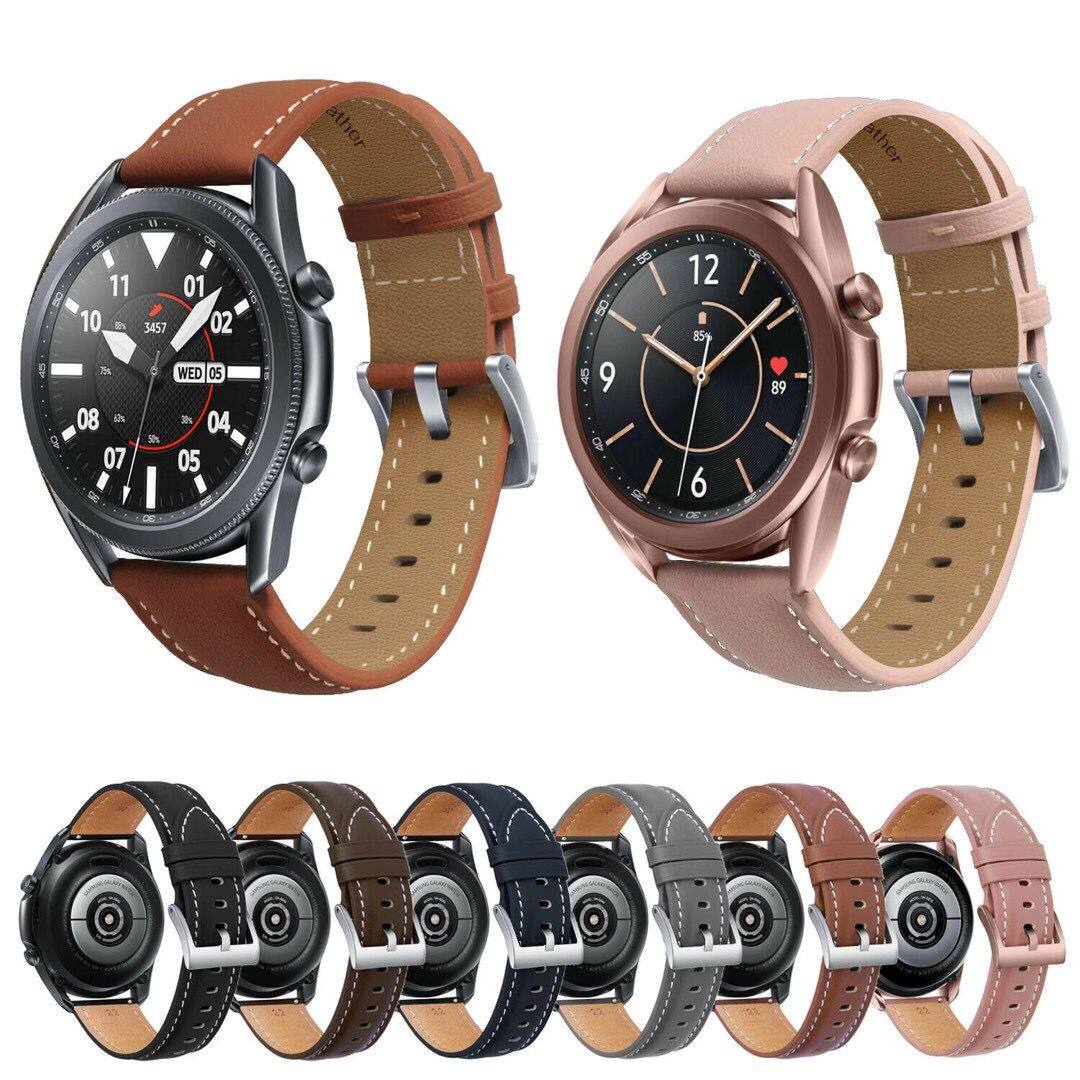 适用三星galaxy watch453快拆真皮45手表带s3/active2腕带44/46mm