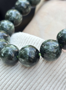 天然绿龙晶配国检证书 珠子散珠DIY绿珠手链女珠串