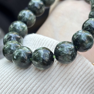 天然绿龙晶配国检证书 珠子散珠DIY绿珠手链女珠串