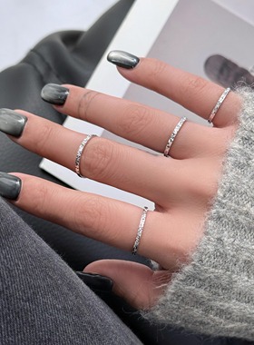 极简破碎感闪晶闭口戒指女