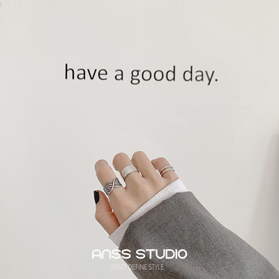 做旧鸟巢多线交叉开口戒指女