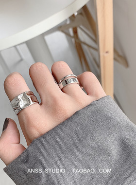 【anss】925纯银极简女开口戒指