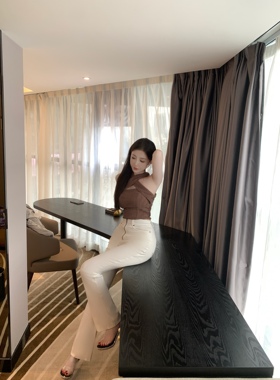 lovingu夏季时尚气质直筒微喇休闲夏日款白色休闲洋气女神长裤