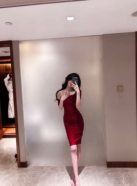 卜斯斯同款现货绷带面料包臀显腰身弹力修身礼服婚裙连衣裙