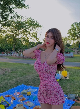 碎花裙可盐可甜收腰显瘦连衣裙2020新款桔梗裙初恋裙森系夏装